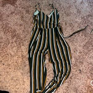 Green & white romper